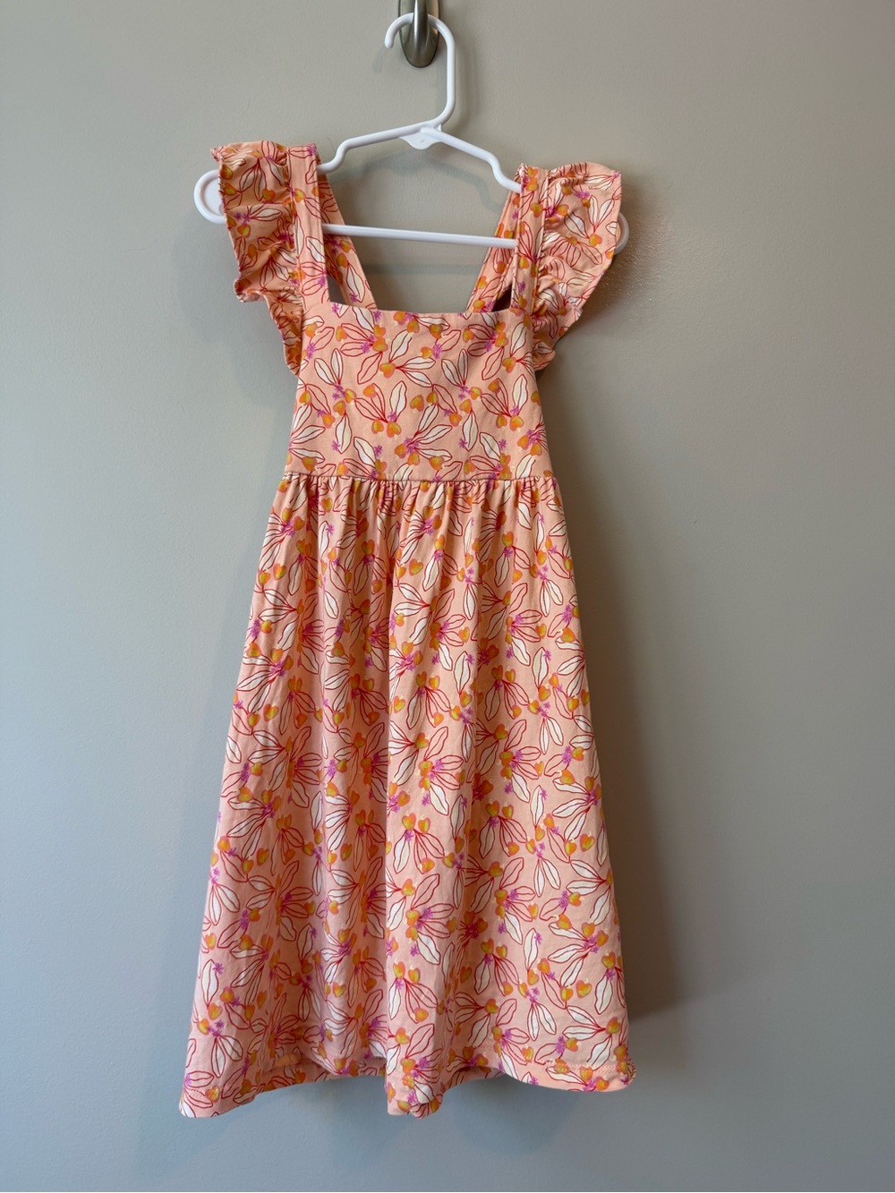 Tea Collection Ruffle Strap Maxi Dress Size 4 | Peach Floral | VGUC